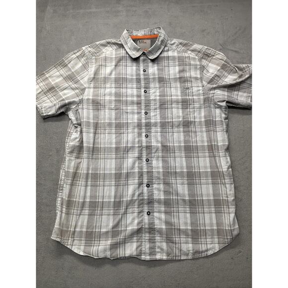 5.11 Tactical Shirt Mens Medium Gray Plaid Short Sleeve Button Up Performance - Picture 1 of 8